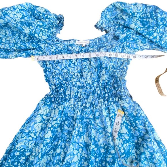 NWT House of Harlow 1960 REVOLVE Blue Ruffle Short Dress S/M Cotton Puff Sleeve - Picture 10 of 13